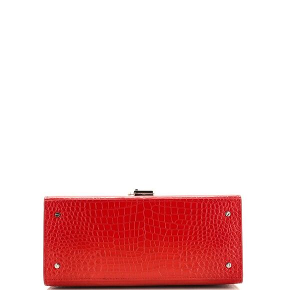 Saint Laurent Cassandra Top Handle Bag Crocodile Embossed Leather Medium Red - Picture 4 of 8
